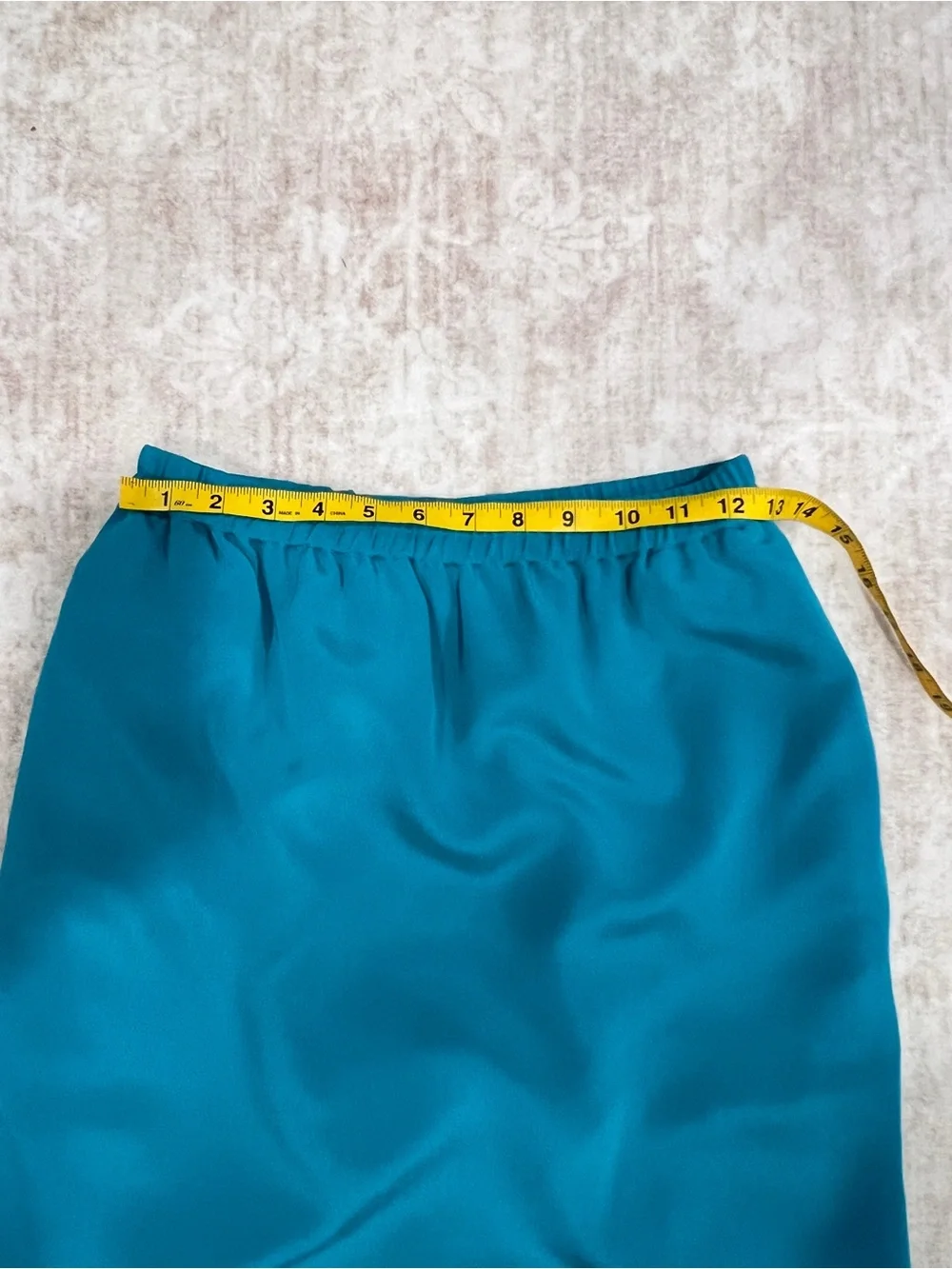 Vintage Adrianna Papell 100% Silk Teal Midi Skirt Pockets 6